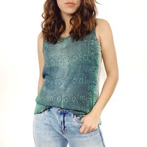 ZARA Collection Green Metallic Snake Print Tank